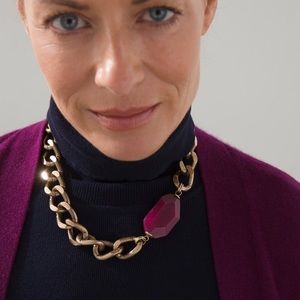 Chico’s Purple Stone Link Bib Necklace
